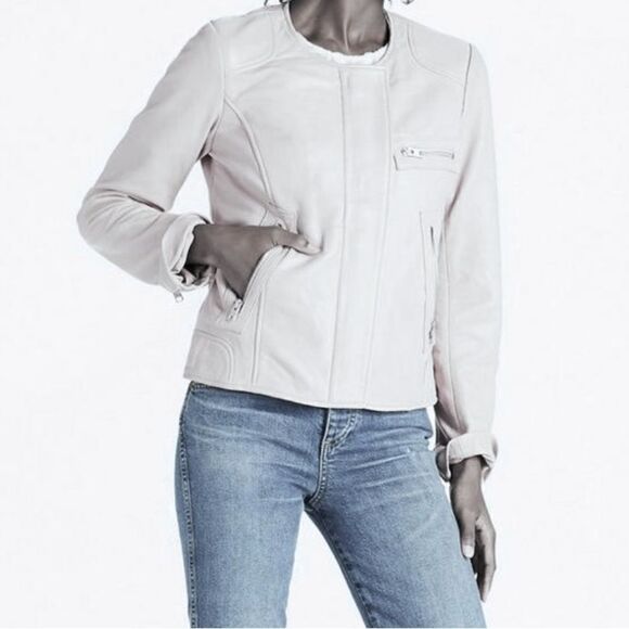 Lamb skin grey leather jacket